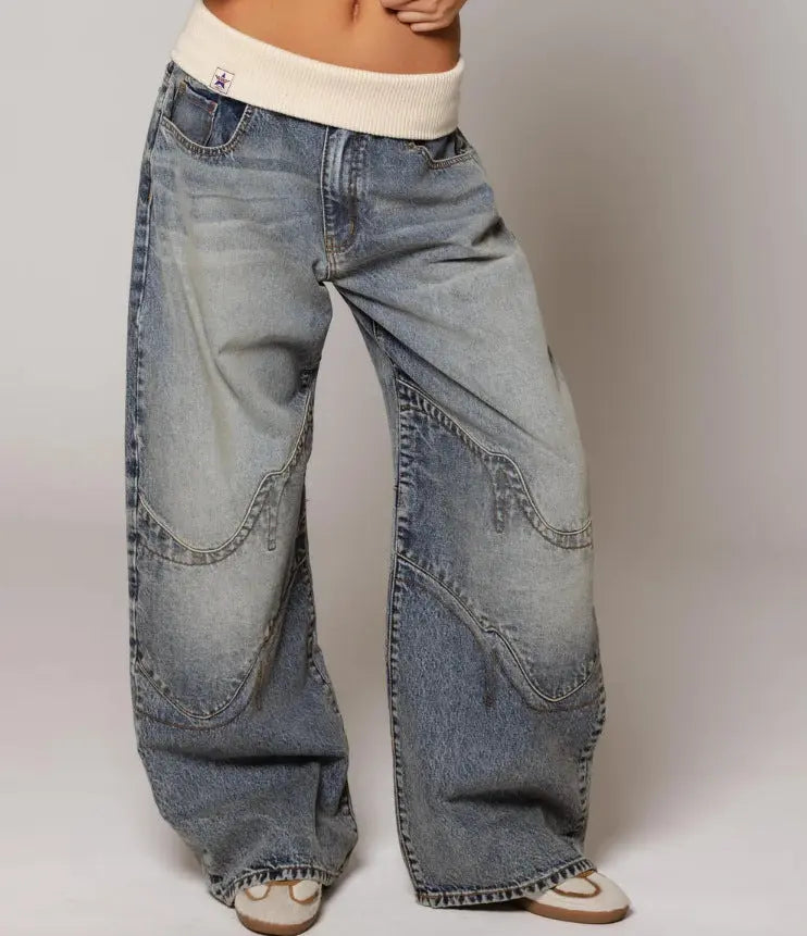 Loose-fitting Straight-leg Jeans With Pockets Fashion Casual Trousers Street-style Pants Women's Clothing NasShop