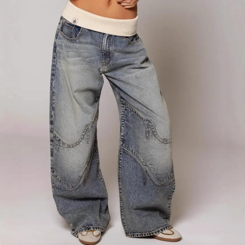 Loose-fitting Straight-leg Jeans With Pockets Fashion Casual Trousers Street-style Pants Women's Clothing NasShop