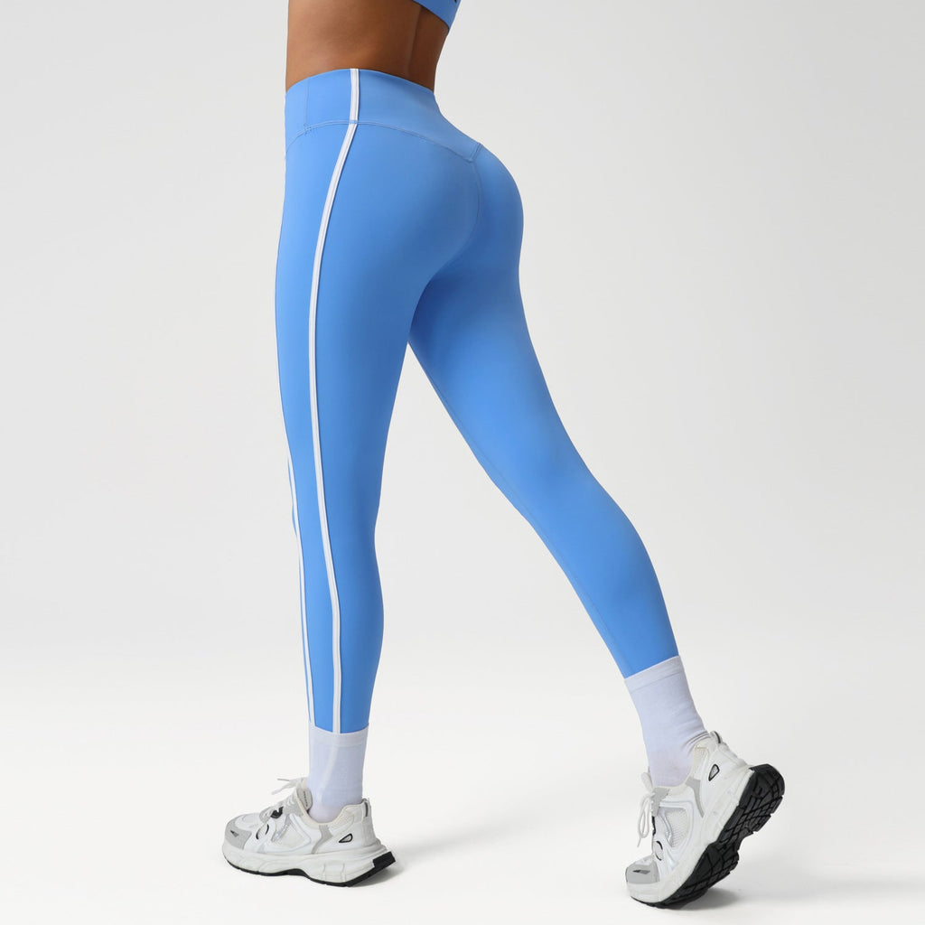 High-waisted Athletic Leggings With Color-blocking And A Bare-skin Feel For Training NasShop