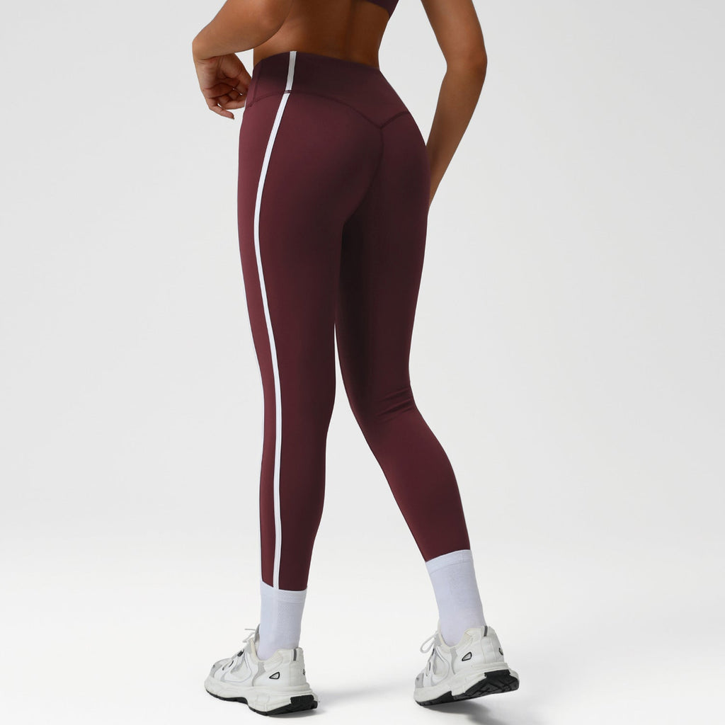 High-waisted Athletic Leggings With Color-blocking And A Bare-skin Feel For Training NasShop