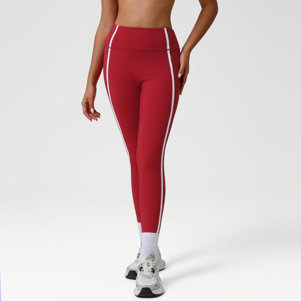 High-waisted Athletic Leggings With Color-blocking And A Bare-skin Feel For Training NasShop