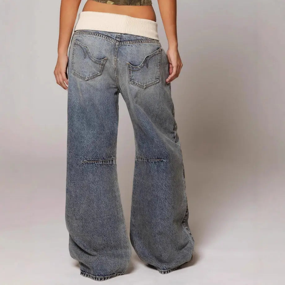 Loose-fitting Straight-leg Jeans With Pockets Fashion Casual Trousers Street-style Pants Women's Clothing NasShop